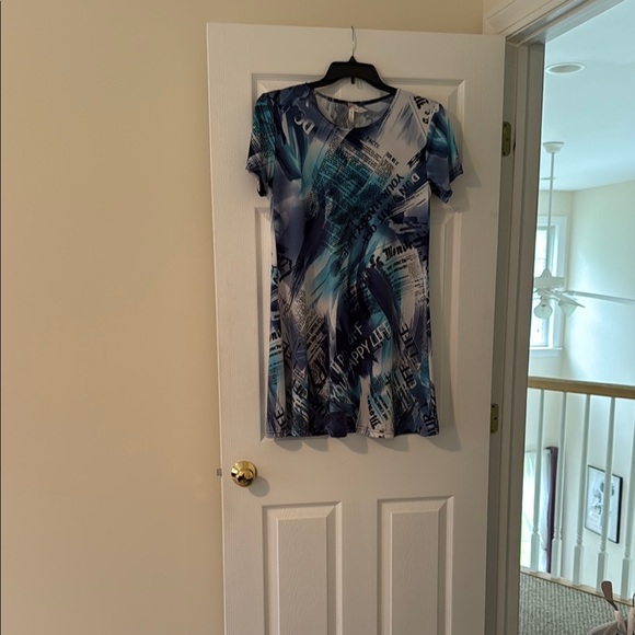 Abstract Blue Graphic Dress - Picture 1 of 3